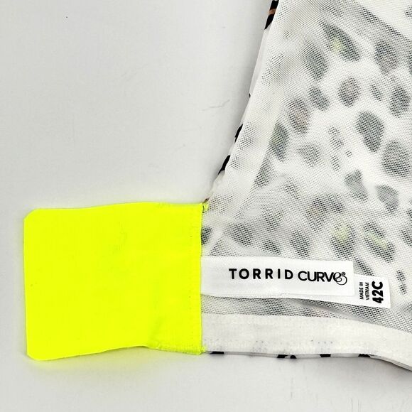 Torrid Curves 360 Back Smoothing Push-Up Plunge Bra 42C Leopard Print Yellow NEW - Picture 6 of 11